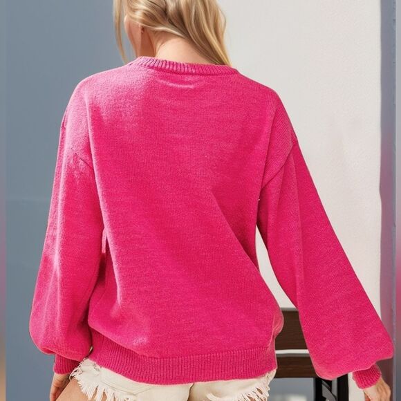 Double Take Sequin Holiday Long Sleeve Pink Nutcracker Christmas Sweater sz 2X 3 - Picture 3 of 6